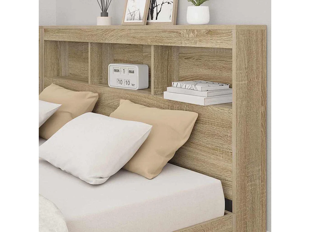 Testiera contenitore in rovere Sonoma da 135 cm in legno ingegnerizzato