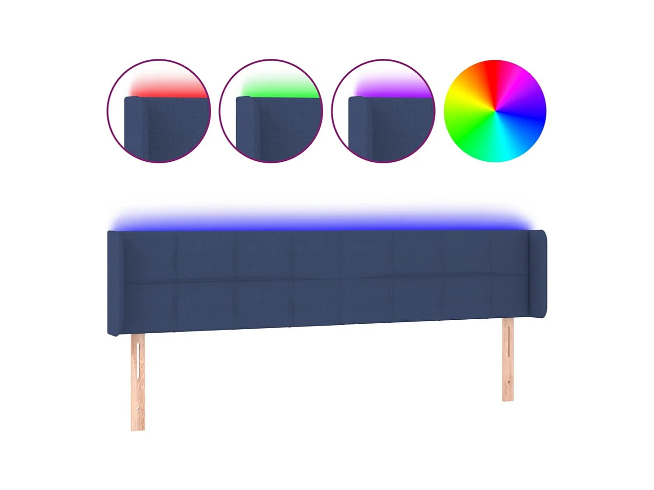 LED Hoofdbord Blauw 203x16x78/88 cm Stof