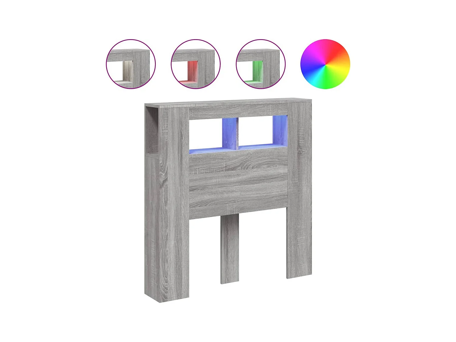 Sonoma grijs LED hoofdbord 100x18,5x103,5 cm bewerkt hout