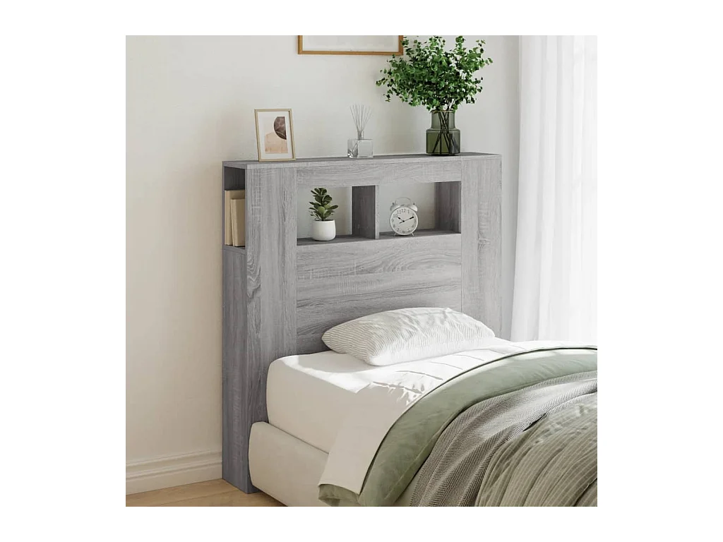 Sonoma grijs LED hoofdbord 100x18,5x103,5 cm bewerkt hout