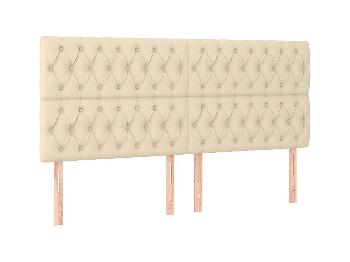 LED Hoofdbord Crème 200x7x118/128 cm Stof