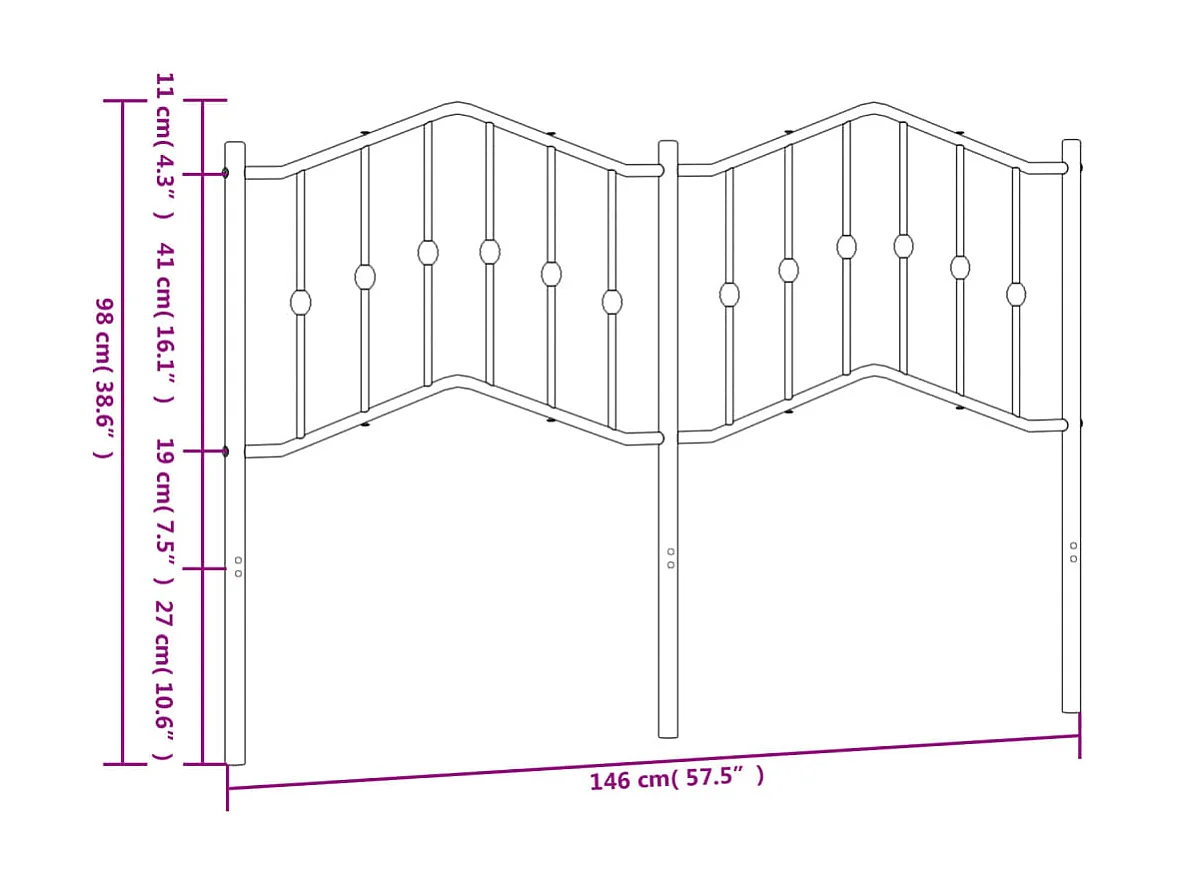 Wit metalen hoofdbord 140 cm