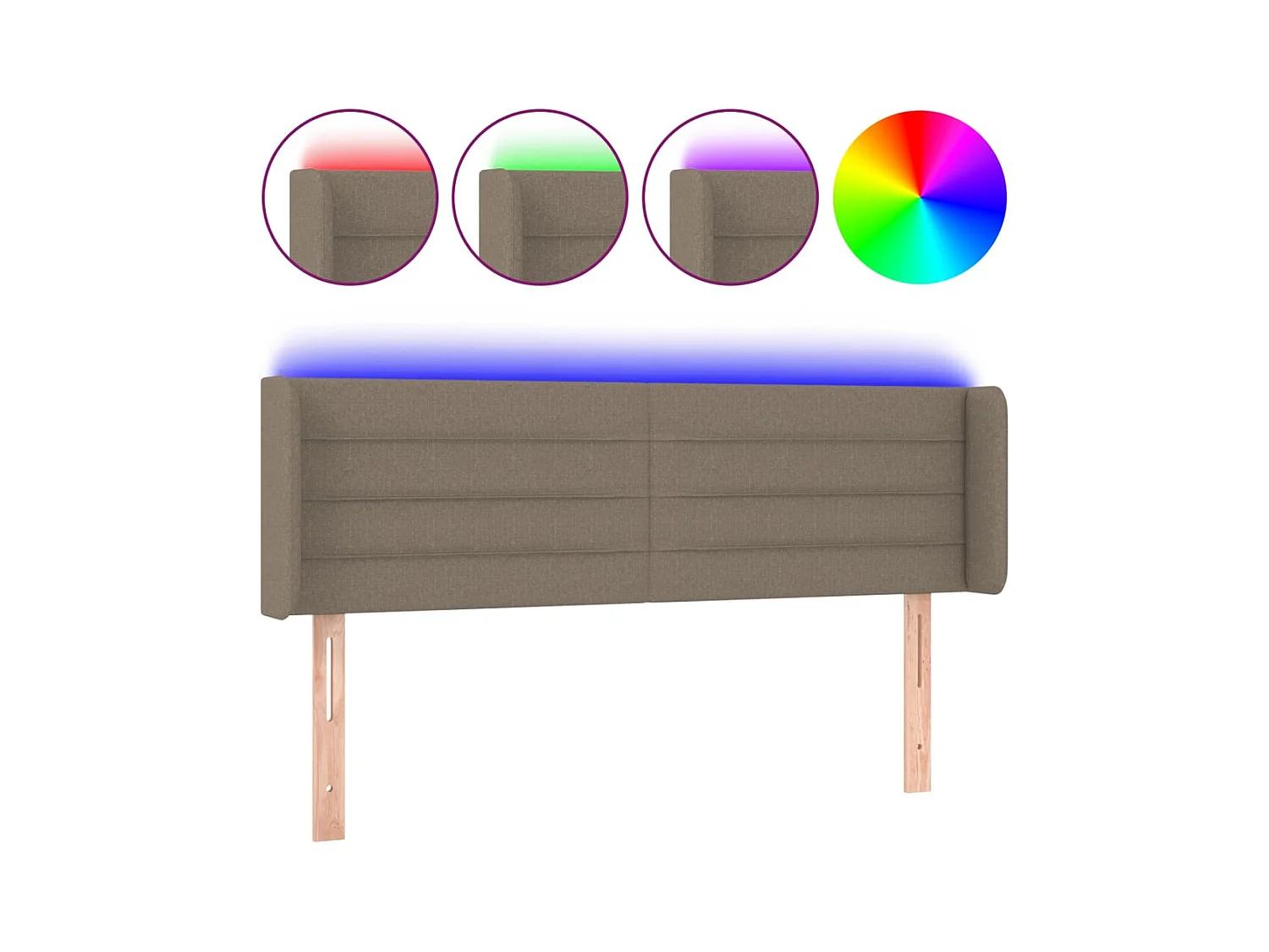 Taupe LED Hoofdbord 147x16x78/88 cm Stof