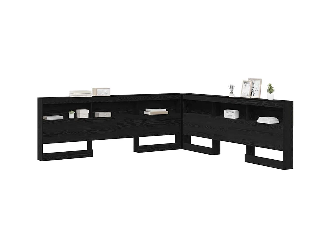 Cabecero de roble negro con almacenaje, 180 cm, madera de ingeniería