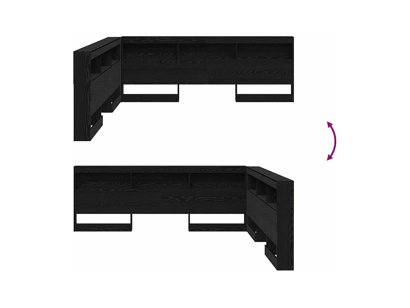 Cabecero de roble negro con almacenaje, 180 cm, madera de ingeniería