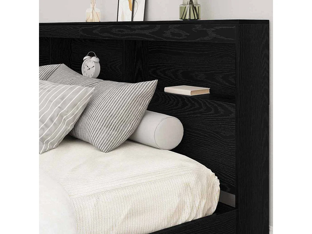 Tête de lit de rangement Chêne noir 180 cm Bois d'ingénierie