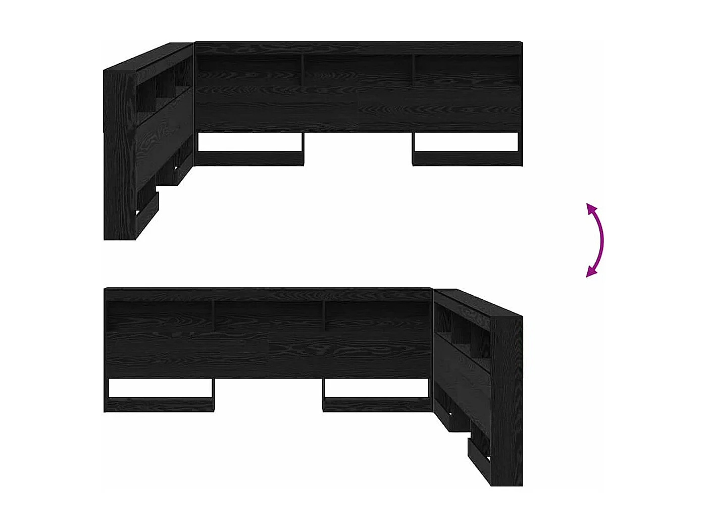 Tête de lit de rangement Chêne noir 180 cm Bois d'ingénierie