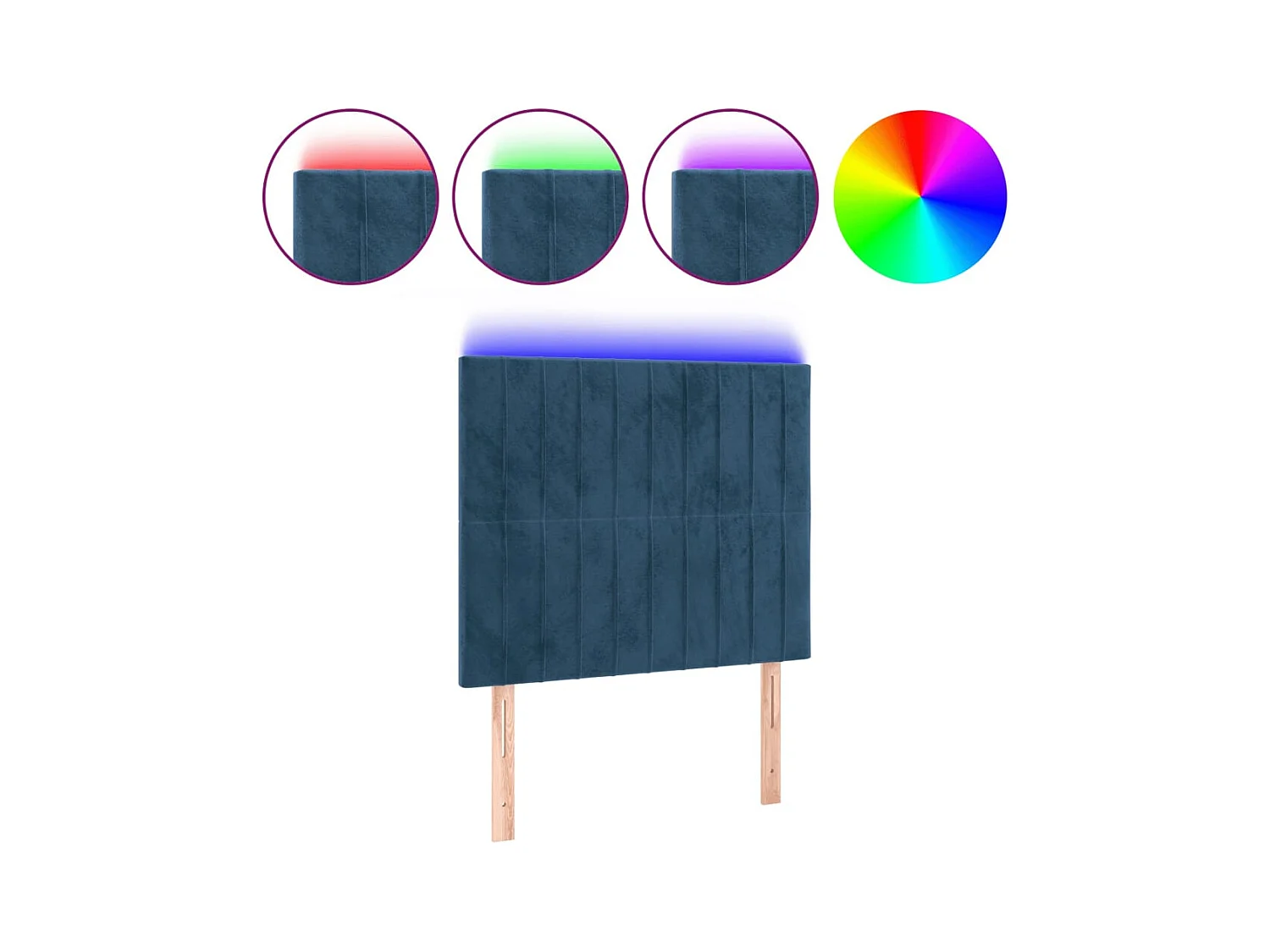 LED-Kopfteil Dunkelblau 100x5x118/128 cm Samt