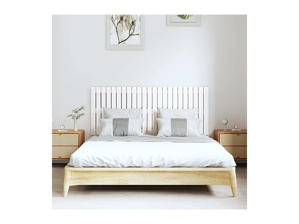 Wandhoofdbord Wit 147x3x60 cm Massief grenenhout