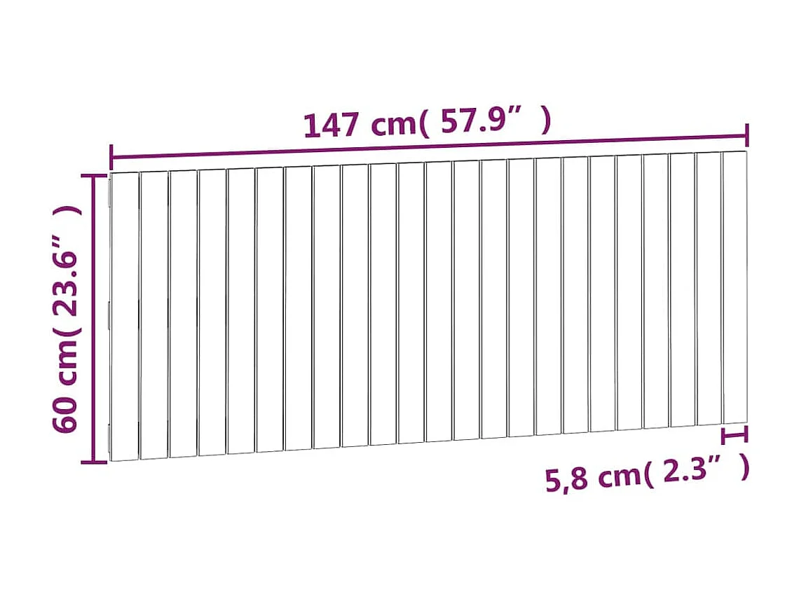 Wandhoofdbord Wit 147x3x60 cm Massief grenenhout