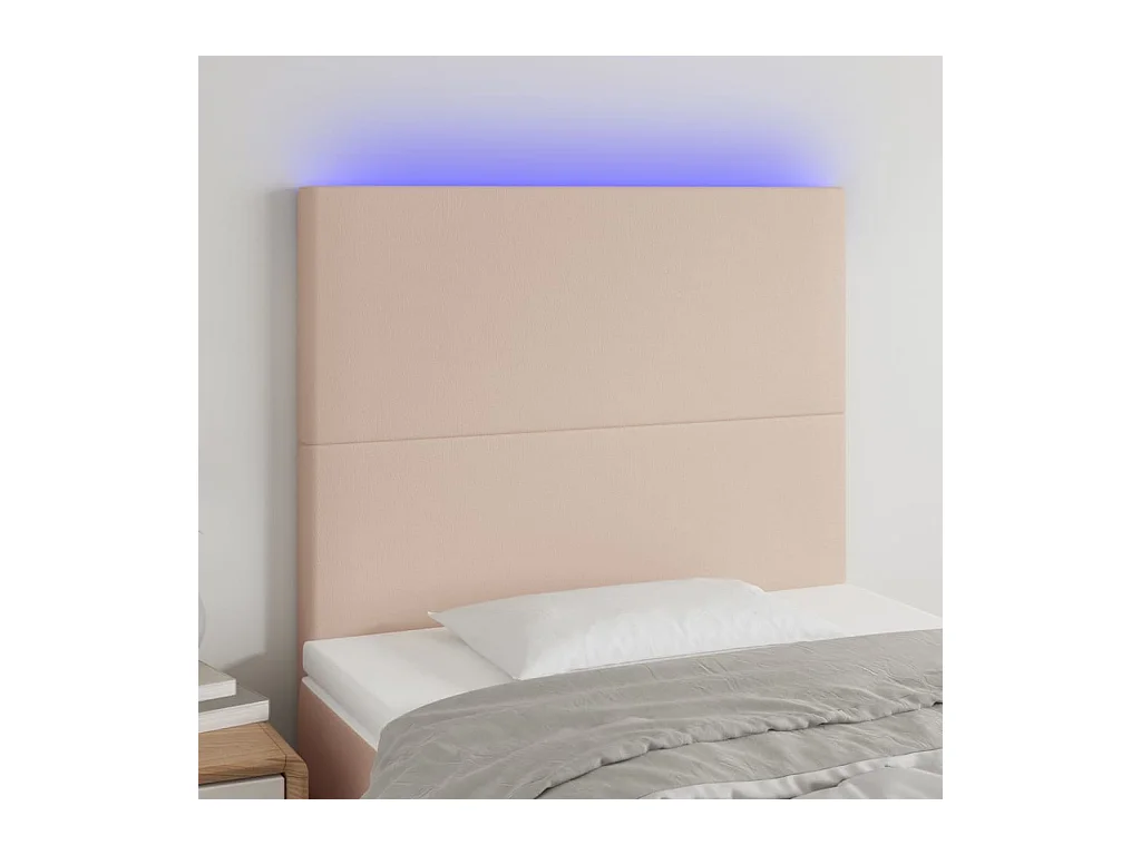 LED hoofdbord Cappuccino 90x5x118/128 cm Kunstleer