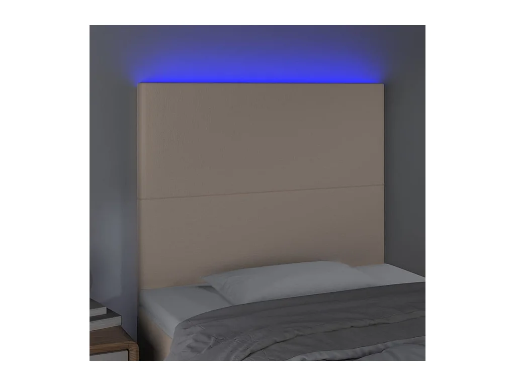 LED hoofdbord Cappuccino 90x5x118/128 cm Kunstleer