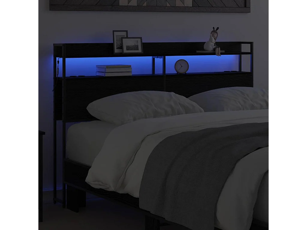 Tête de lit avec étagère Chêne noir 135 cm Bois d'ingénierie