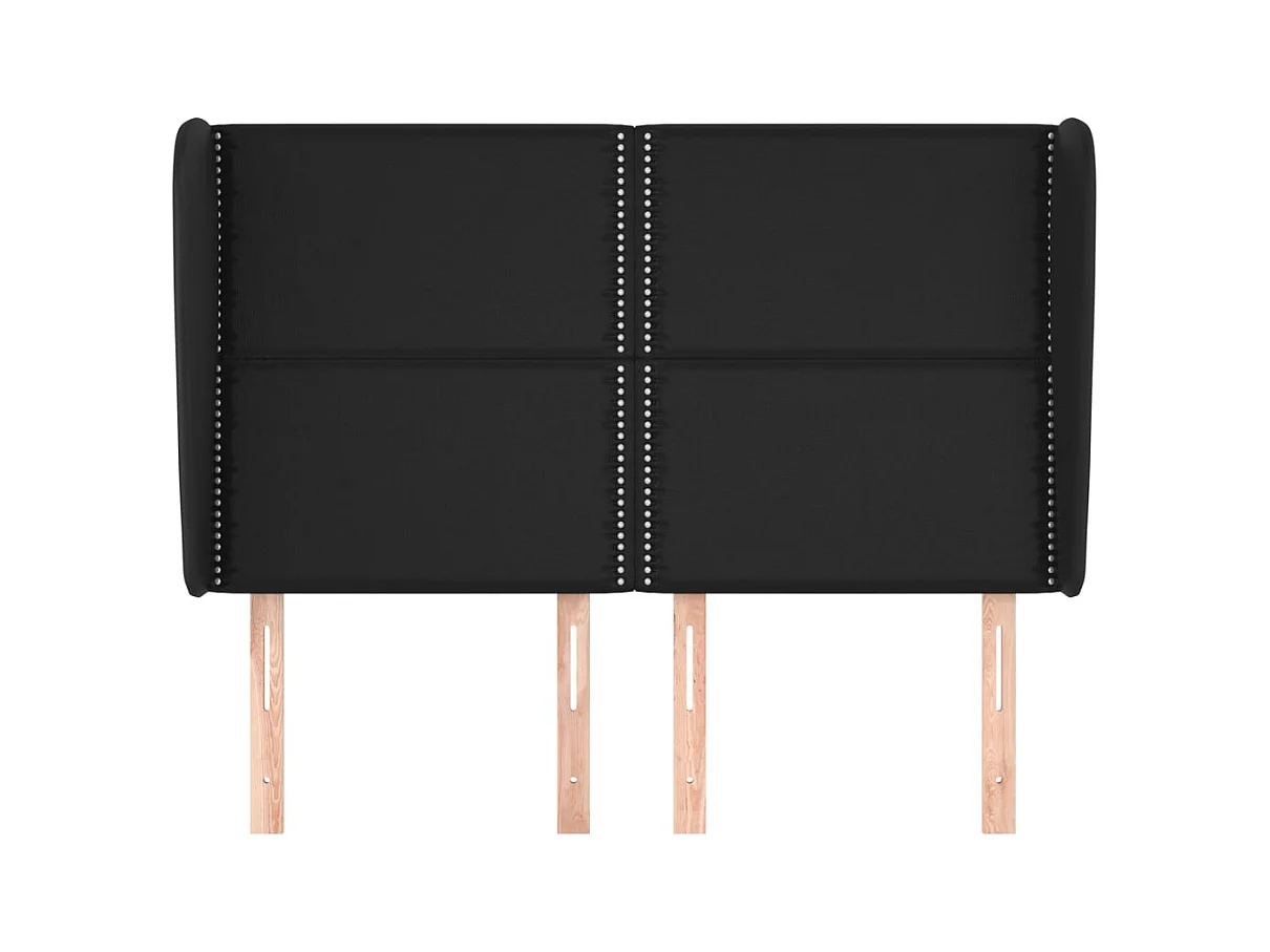 Hoofdbord met vleugels Zwart 147x23x118/128 cm Kunstleer