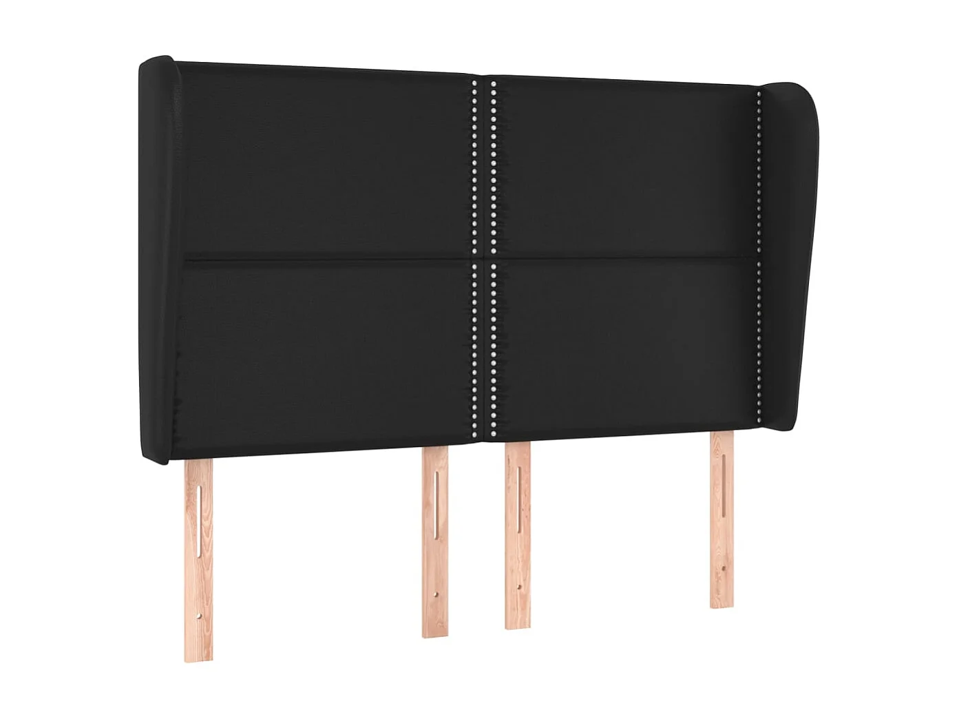 Testiera con ali Nero 147x23x118/128 cm Ecopelle