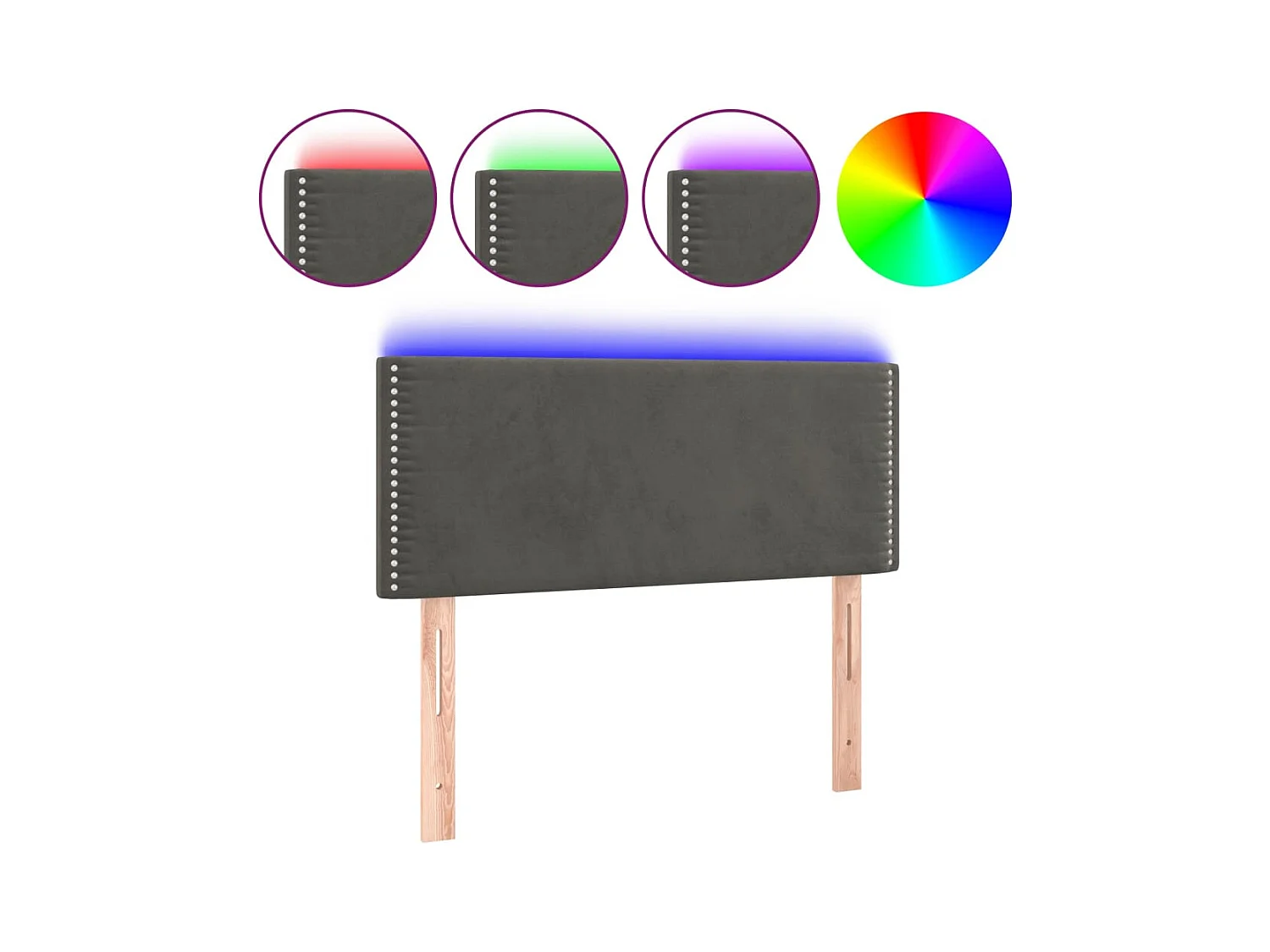 LED Hoofdbord Donkergrijs 80x5x78/88 cm Fluweel
