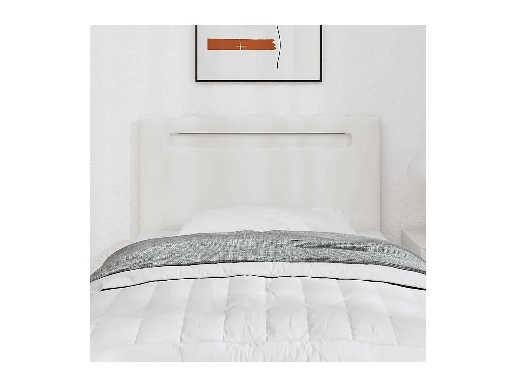 Tête de lit avec des lumières à LED Blanc 90 cm PVC