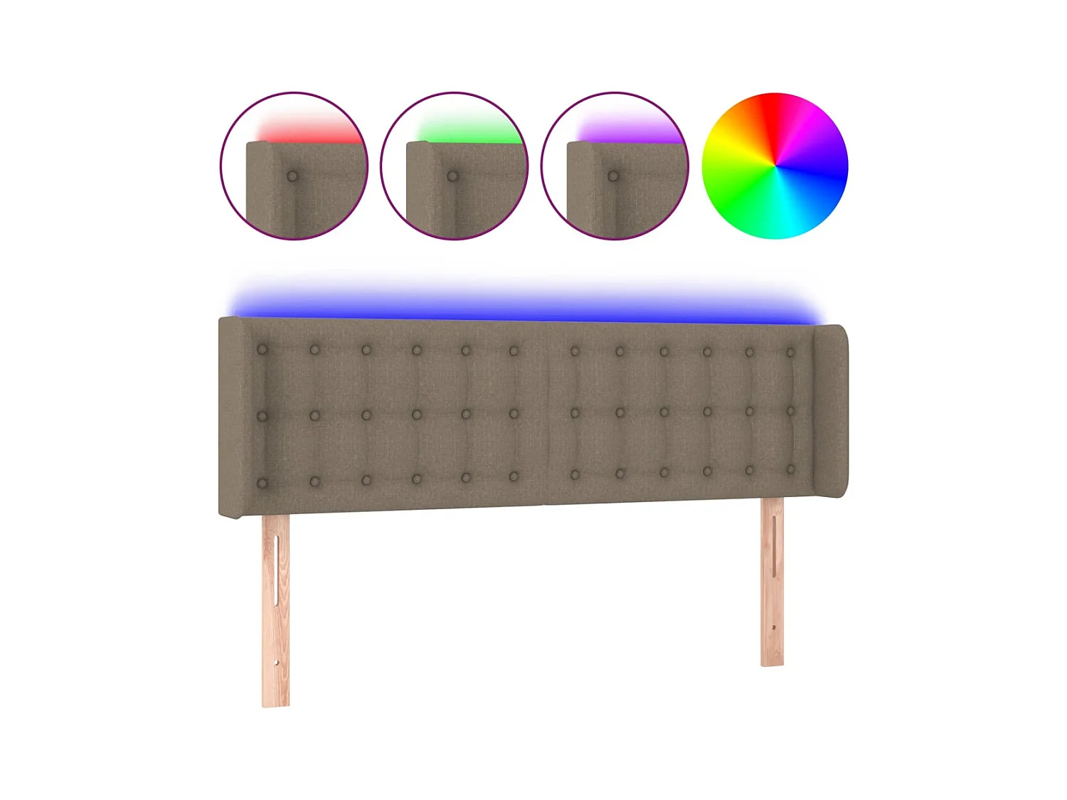 Taupe LED Hoofdbord 147x16x78/88 cm Stof