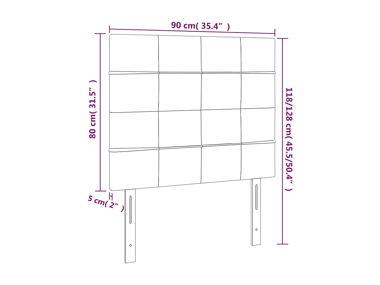 LED Hoofdbord Zwart 90x5x118/128 cm Fluweel