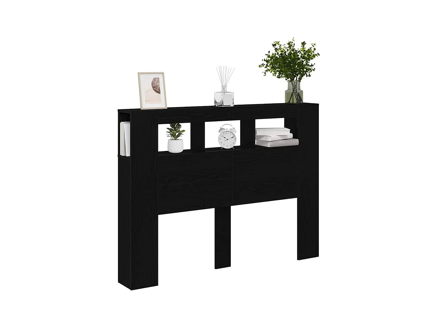 Tête de lit LED avec étagère Chêne noir 140 x 18,5 x 103,5 cm
