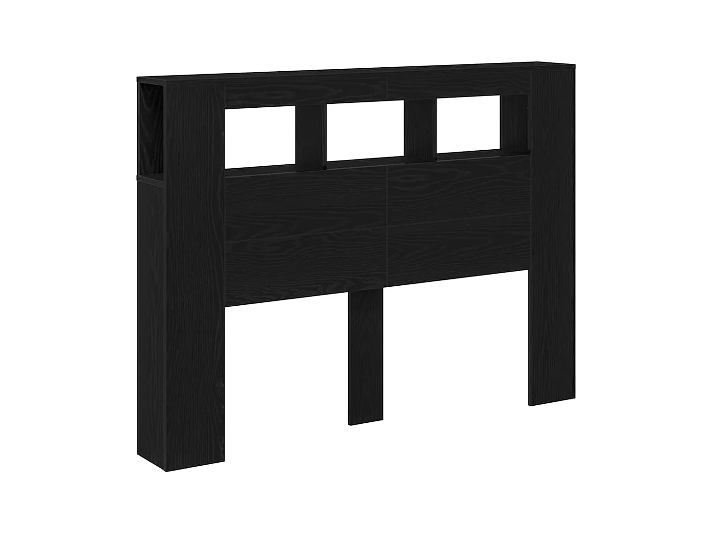 Tête de lit LED avec étagère Chêne noir 140 x 18,5 x 103,5 cm