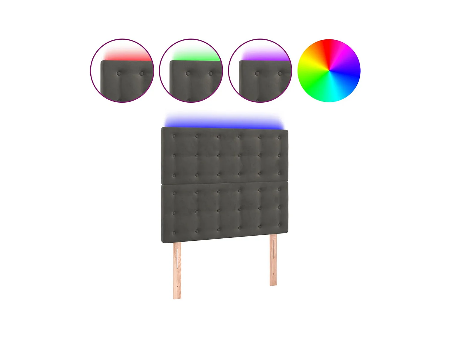 LED-Kopfteil Dunkelgrau 90x5x118/128 cm Samt