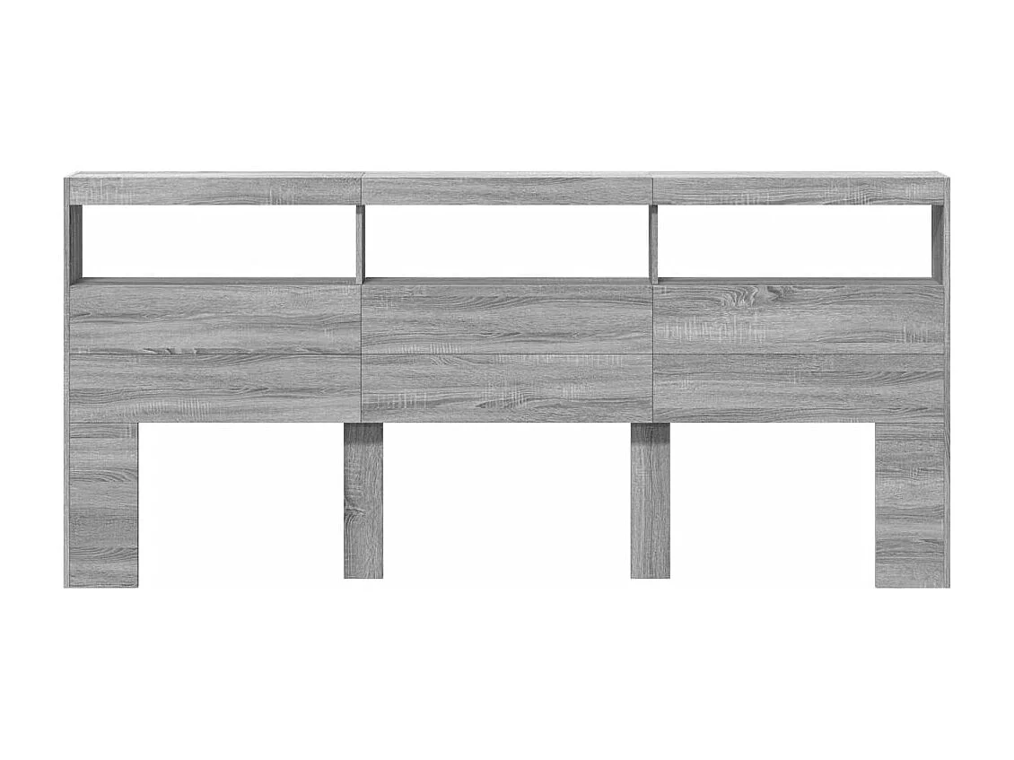 Hoofdbord met LED Sonoma Grey 220x17x102 cm