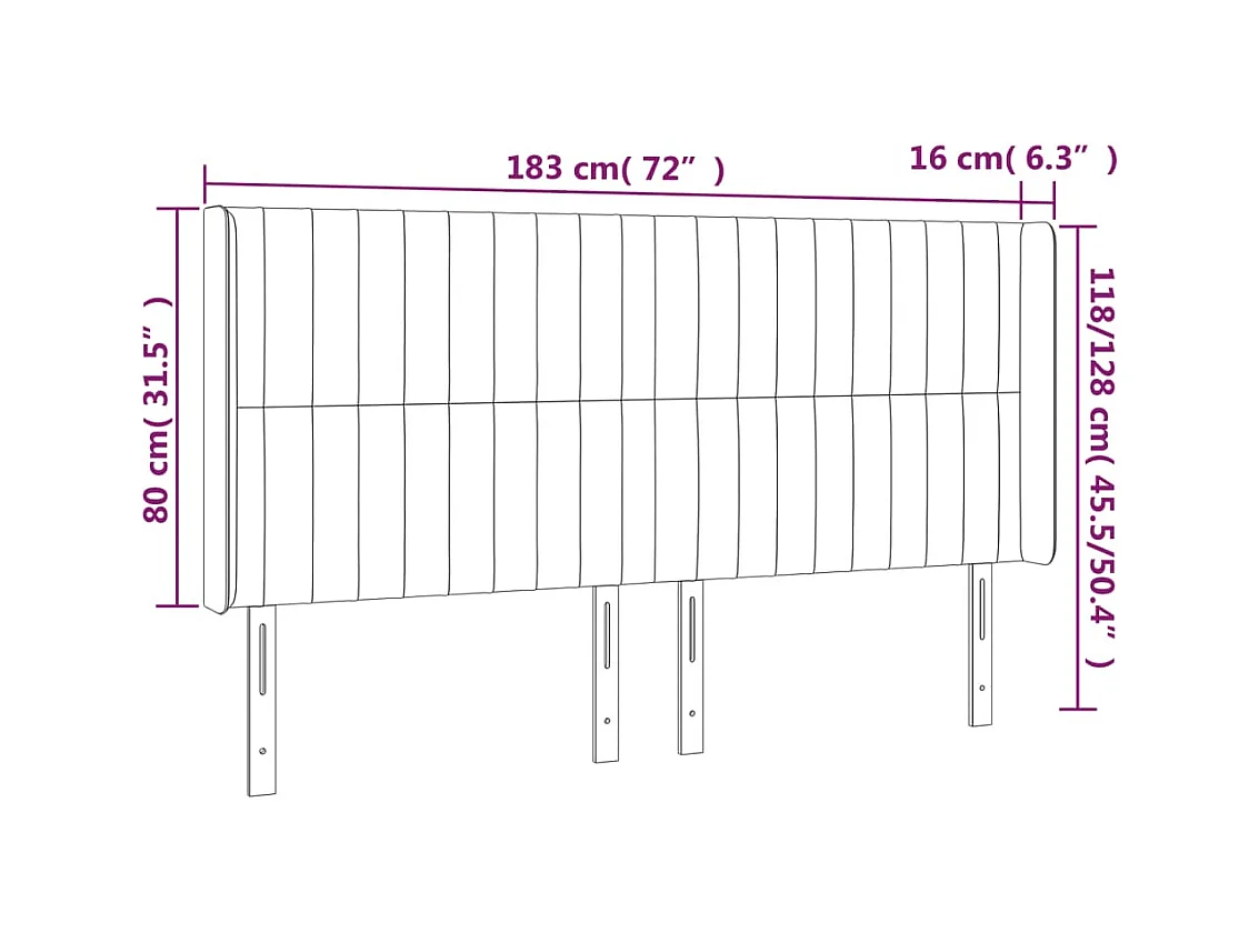 Blauw LED hoofdbord 183x16x118/128 cm Stof