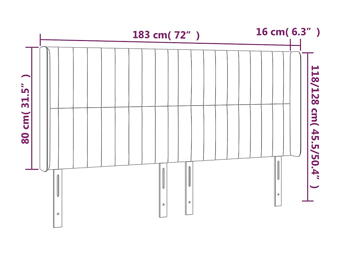 Tête de lit à LED Bleu 183x16x118/128 cm Tissu