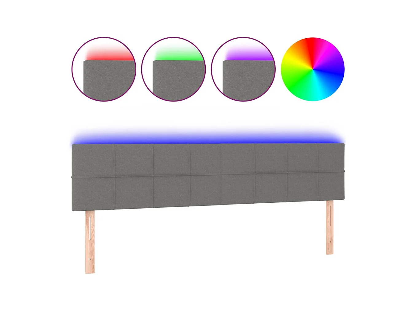 LED-Kopfteil Dunkelgrau 160x5x78/88 cm Stoff