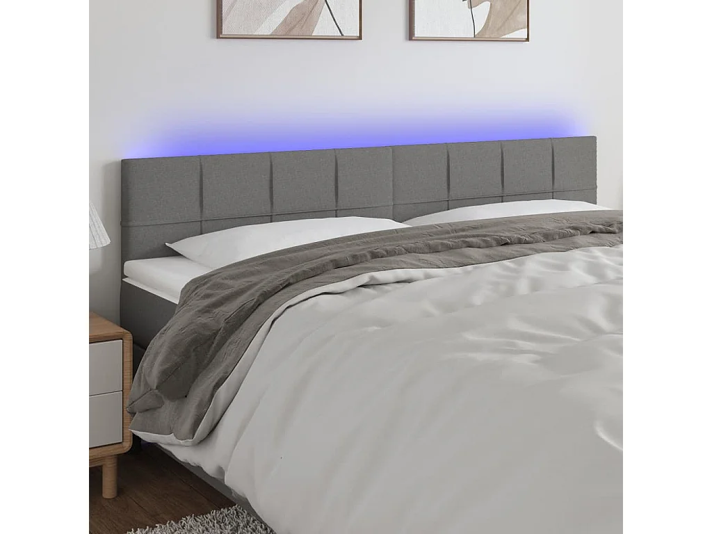 Tête de lit à LED Gris foncé 160x5x78/88 cm Tissu