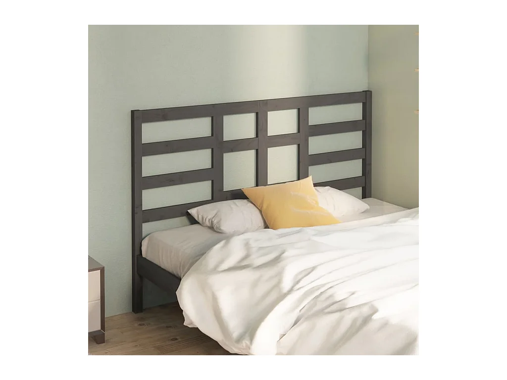 Tête de lit Gris 146x4x104 cm Bois massif de pin