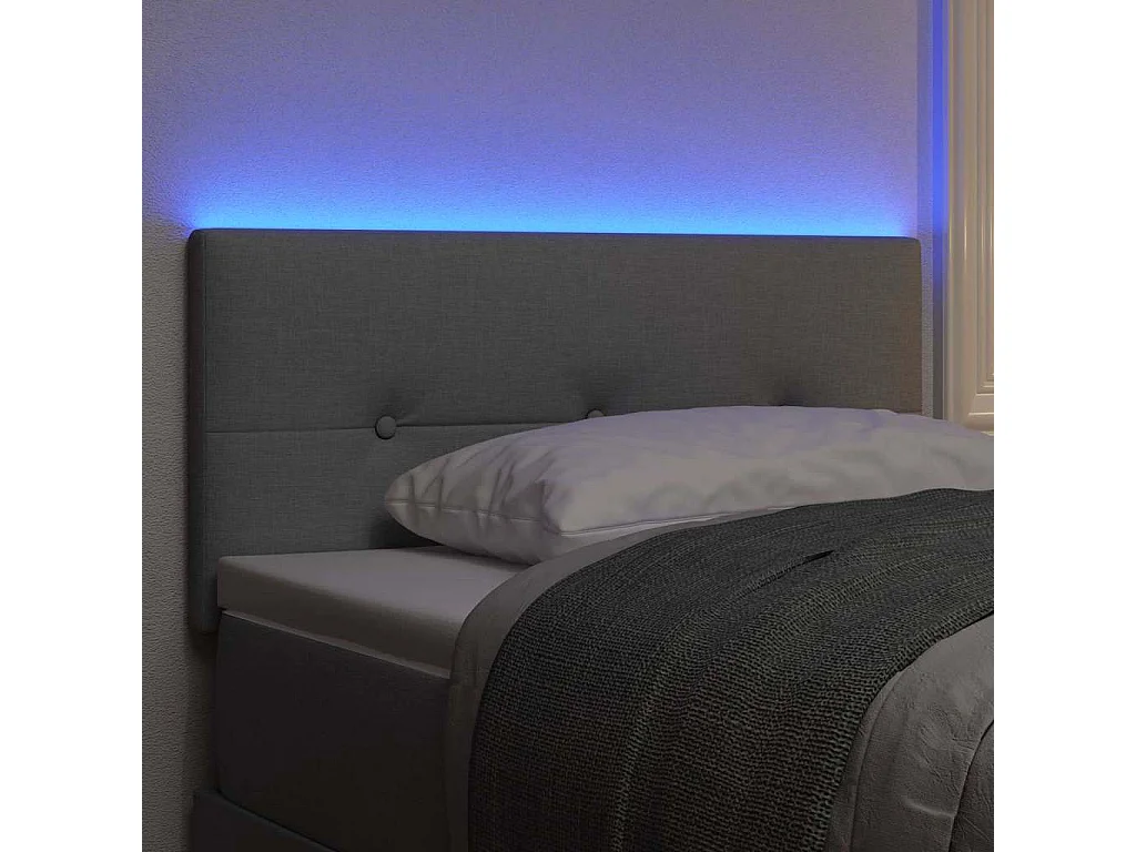 Tête de Lit LED avec des lumières à LED Gris clair 90 cm tissu