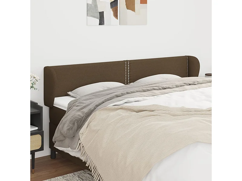 Testiera con ali Marrone scuro 203x23x78/88 cm Tessuto