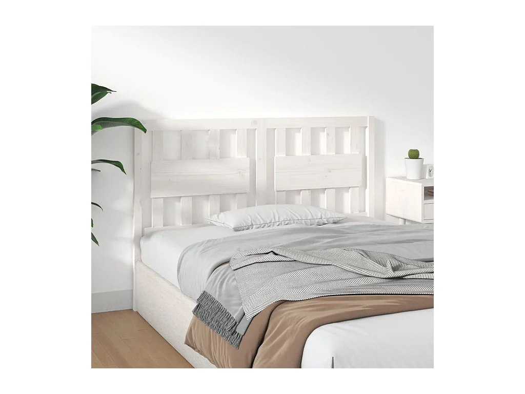 Wit hoofdeinde 145,5x4x100 cm Massief grenenhout