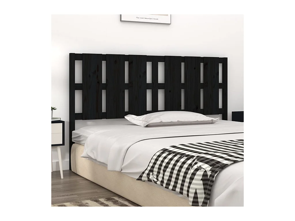 Tête de lit Noir 185,5x4x100 cm Bois massif de pin