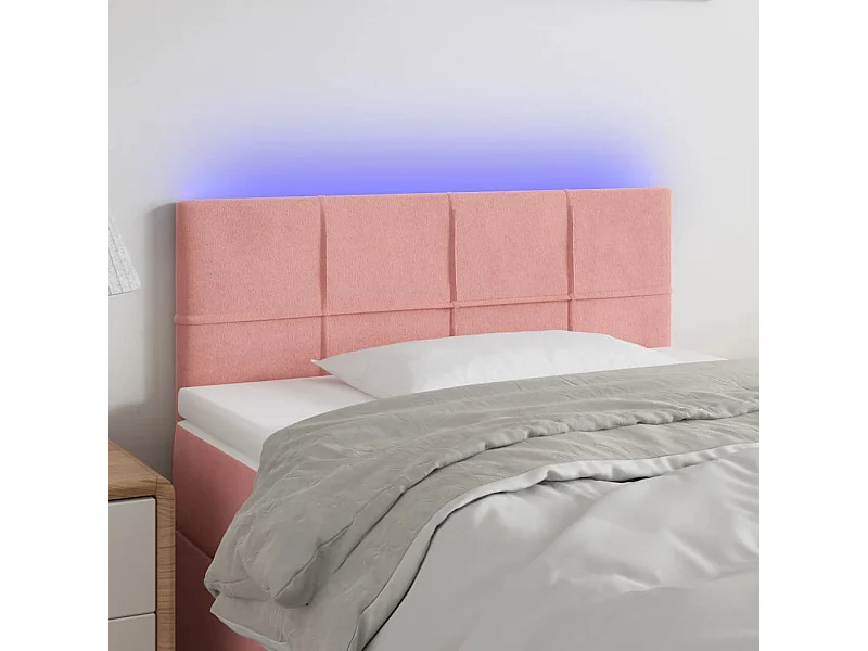 LED-Kopfteil Rosa 90x5x78/88 cm Samt