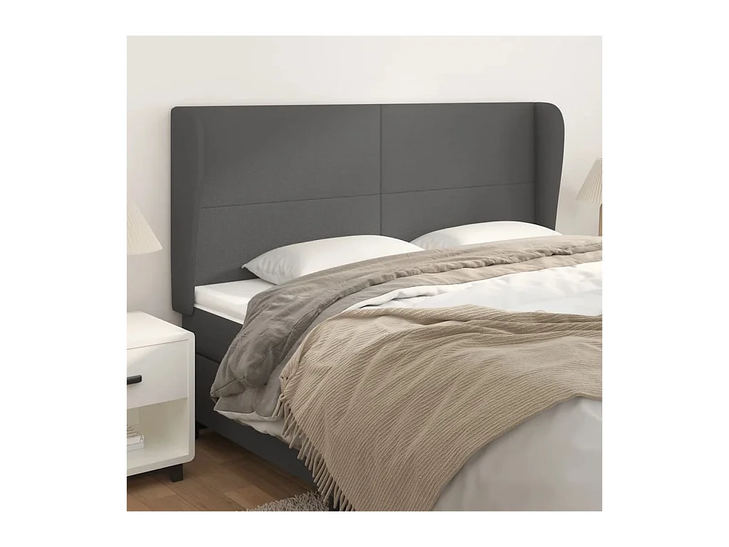 Kopfteil mit Flügeln Grau 183x23x118/128 cm Kunstleder