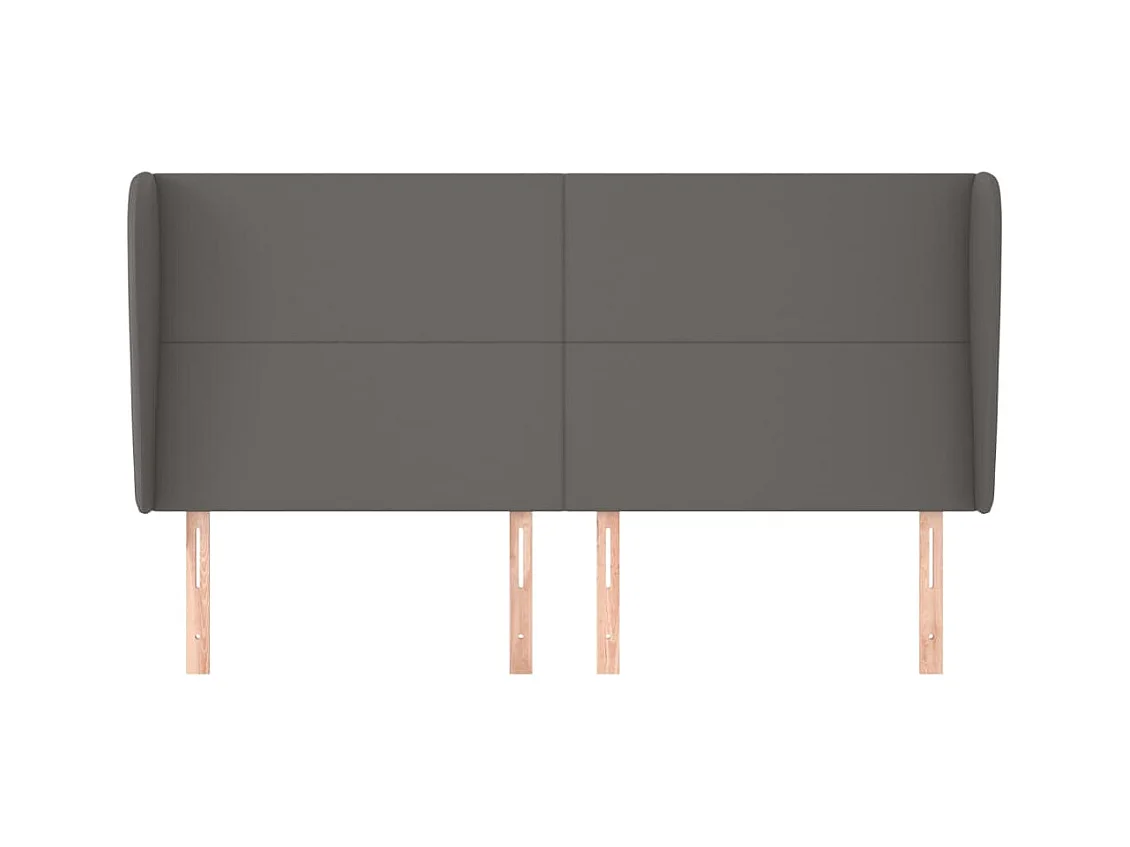 Kopfteil mit Flügeln Grau 183x23x118/128 cm Kunstleder