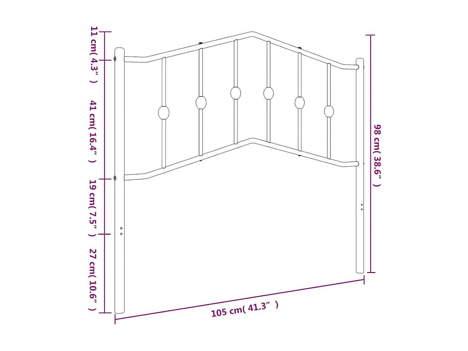 Tête de lit métal blanc 100 cm