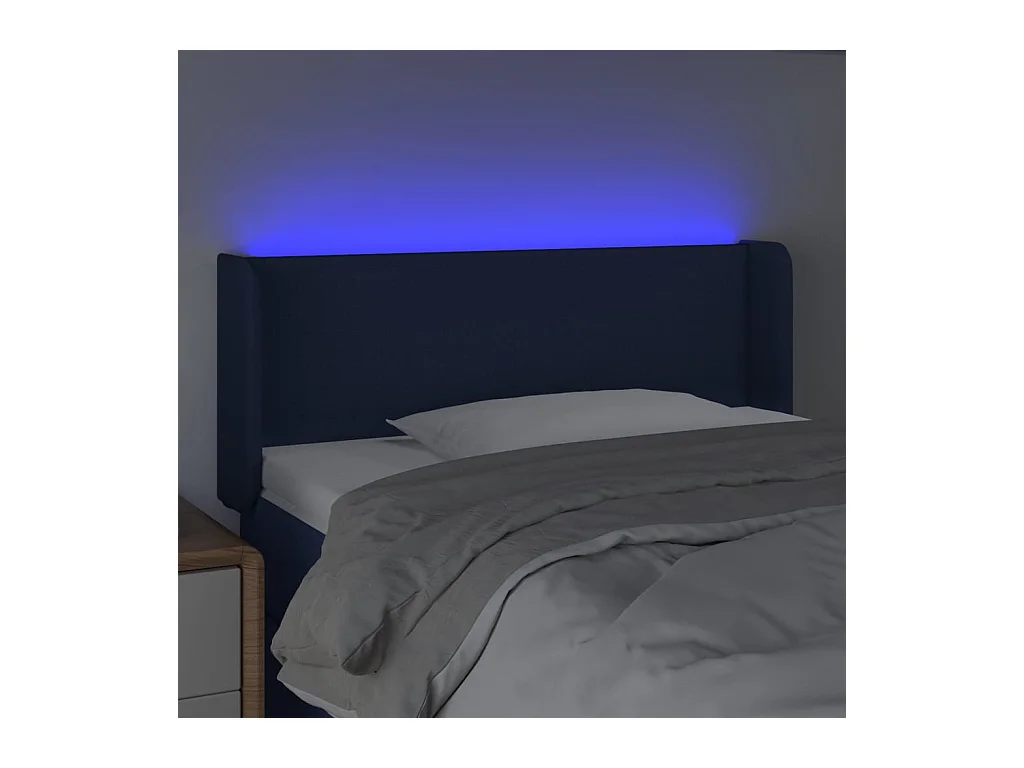 Blaues LED-Kopfteil 93x16x78/88 cm Stoff
