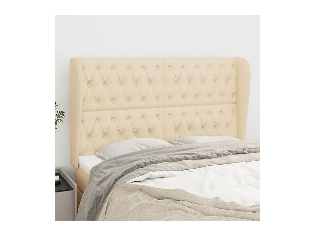 Tête de lit avec oreilles Crème 147x23x118/128 cm Tissu