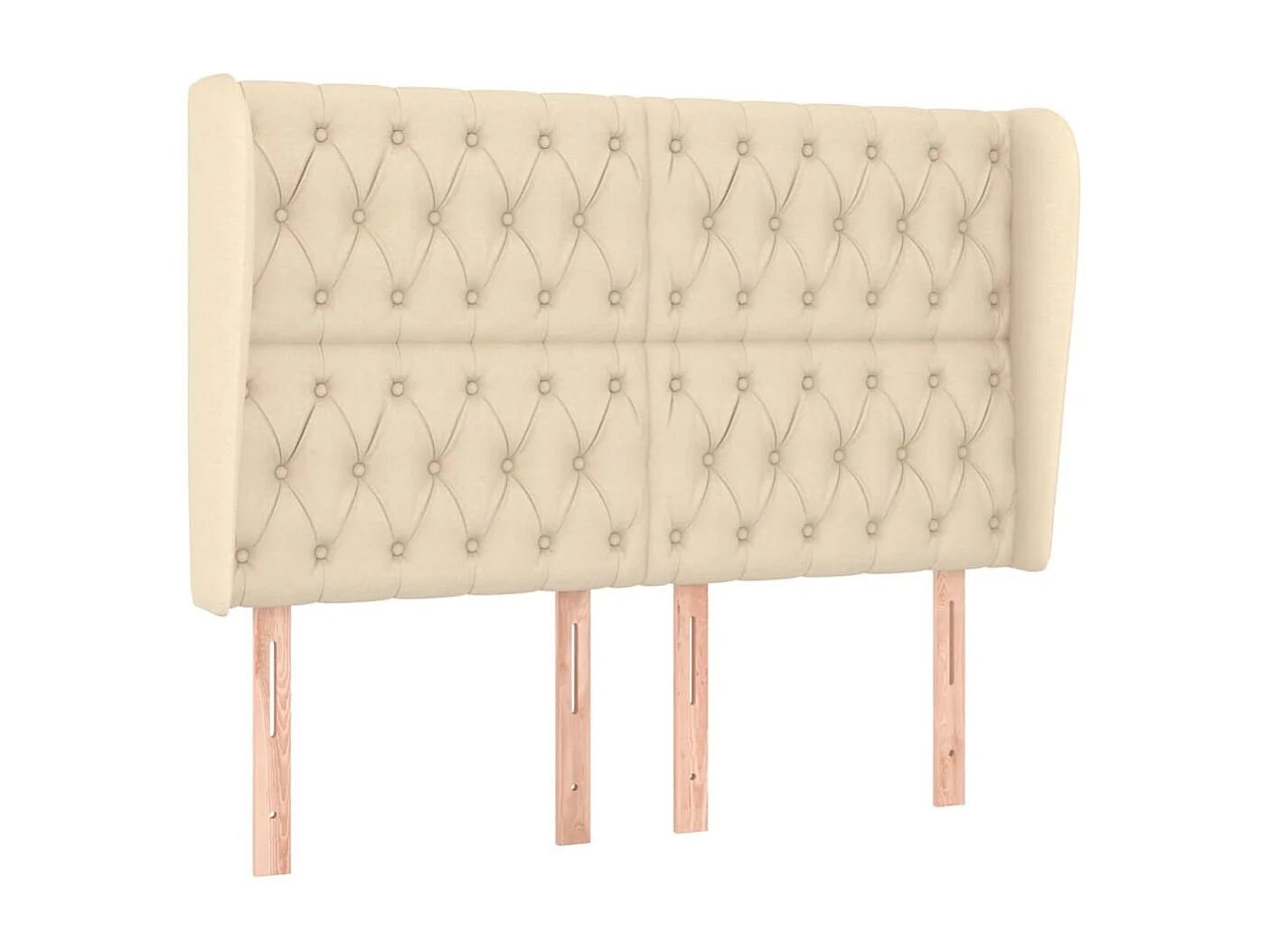 Testiera con ali Crema 147x23x118/128 cm Tessuto