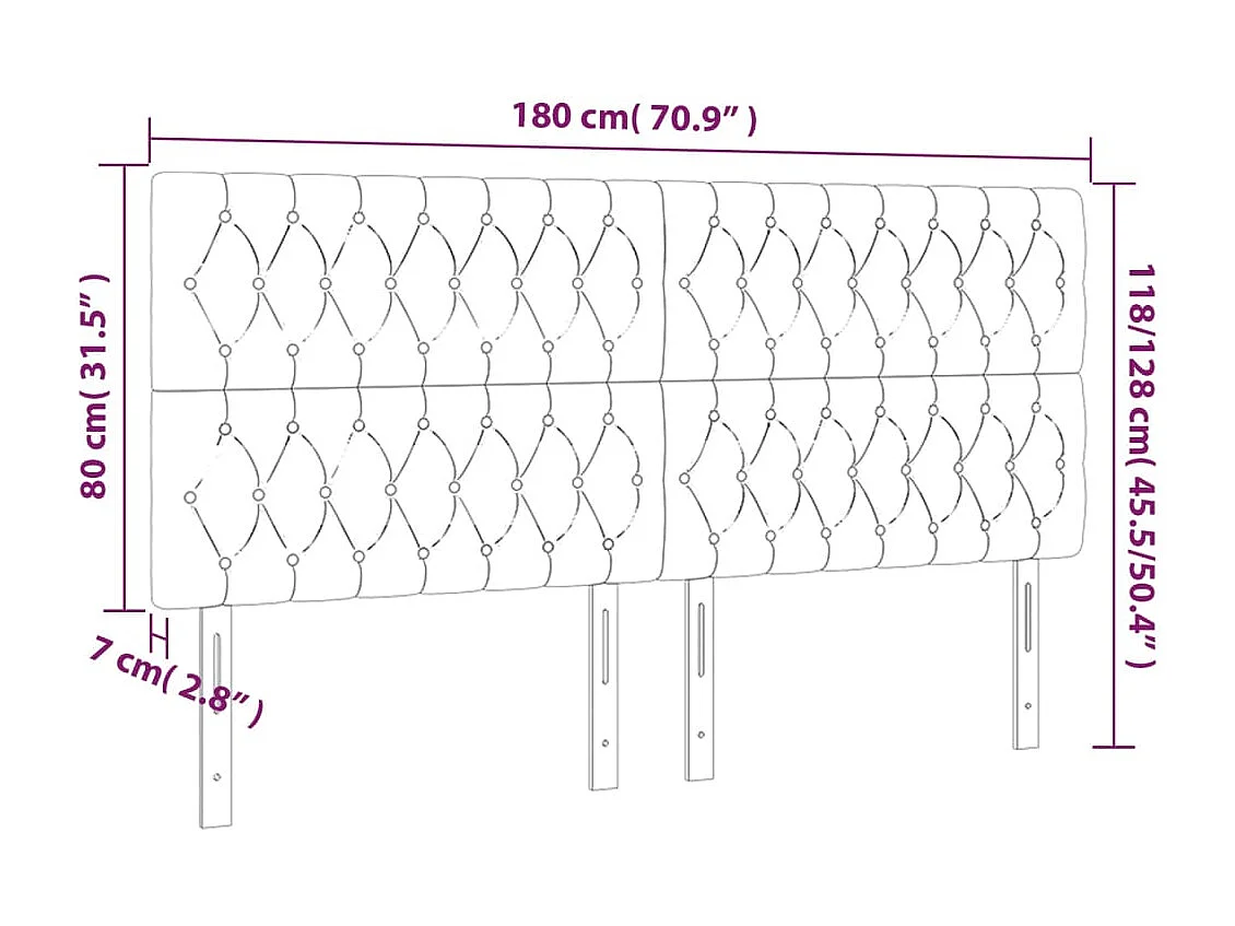 LED hoofdbord Lichtgrijs 180x7x118/128 cm Stof