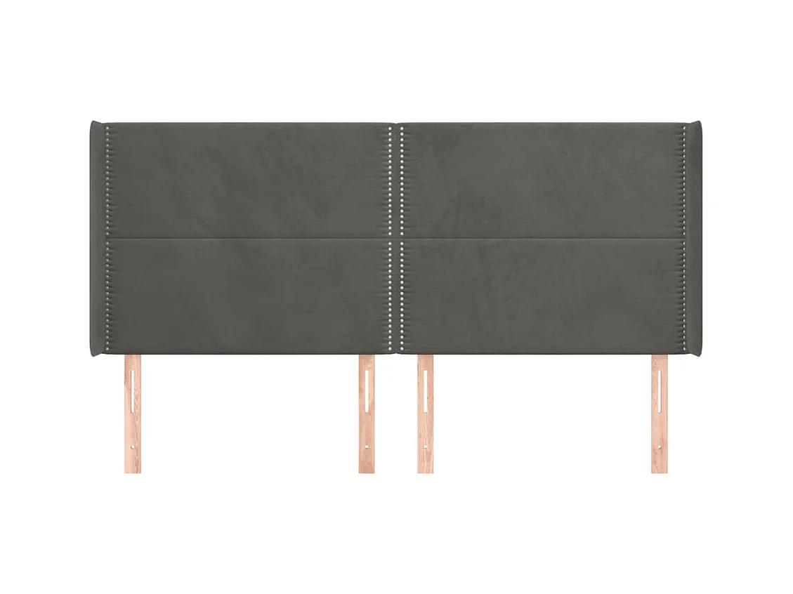 Hoofdbord met vleugels Donkergrijs 163x16x118/128 cm Fluweel