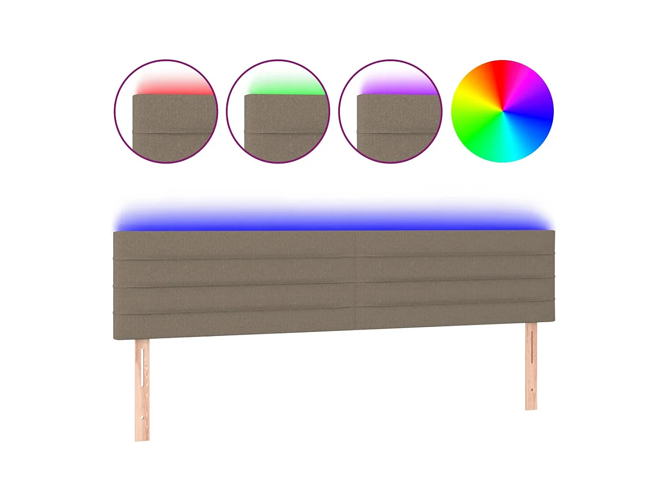 Taupe LED Hoofdbord 200x5x78/88 cm Stof