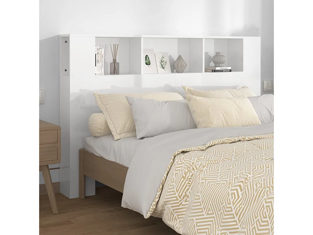 Mobile testiera Bianco lucido 160x18,5x104,5 cm