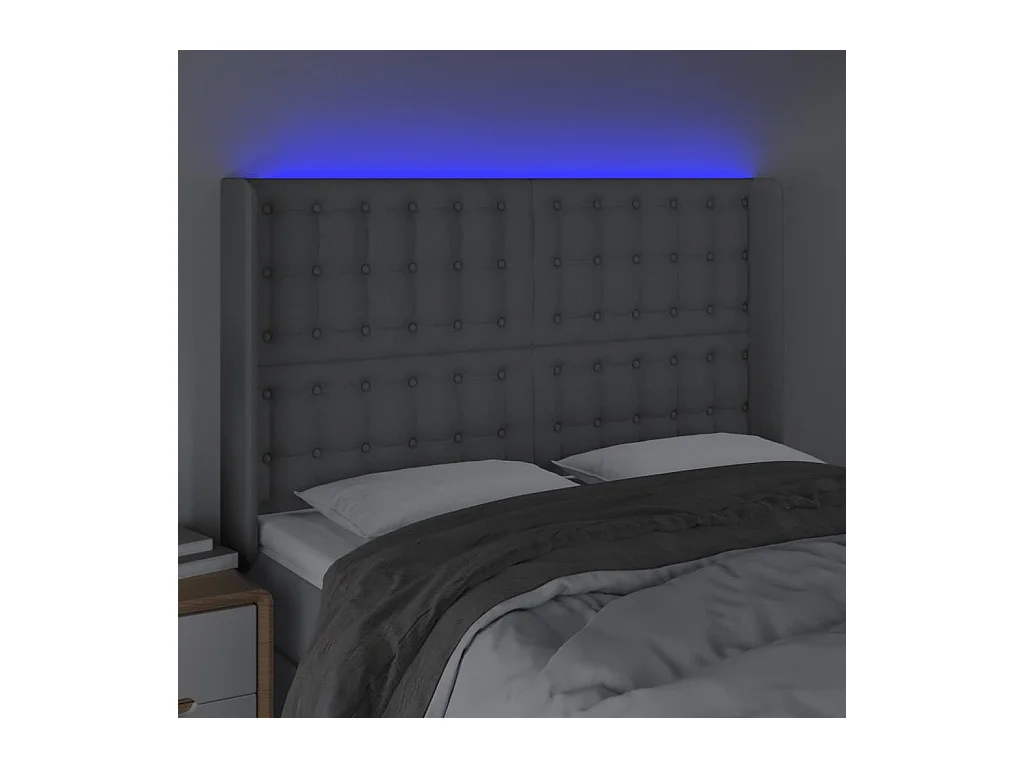 Tête de lit à LED Gris clair 147x16x118/128 cm Tissu