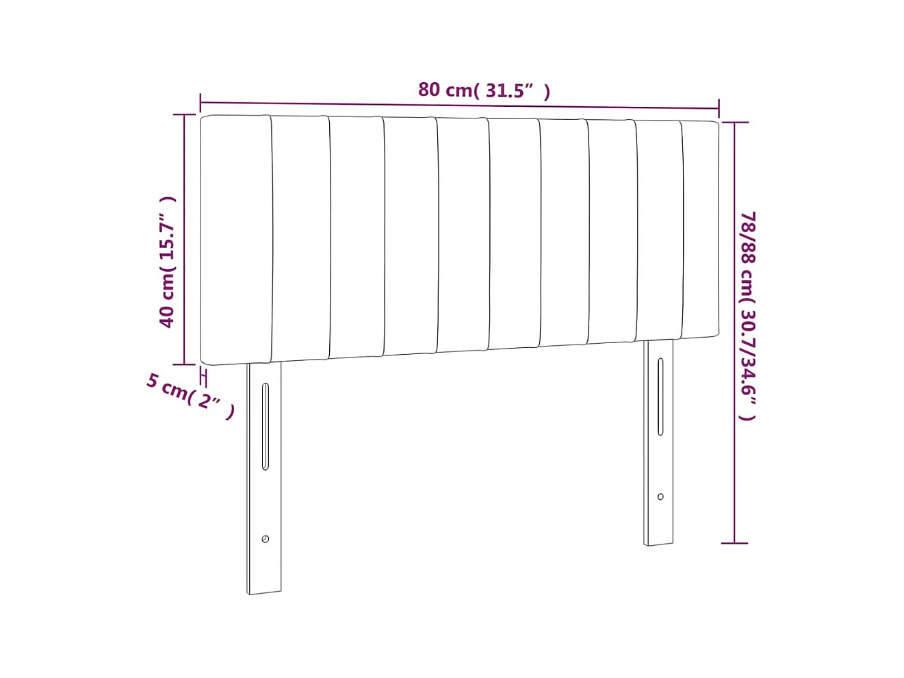 LED-Kopfteil Schwarz 80x5x78/88 cm Samt