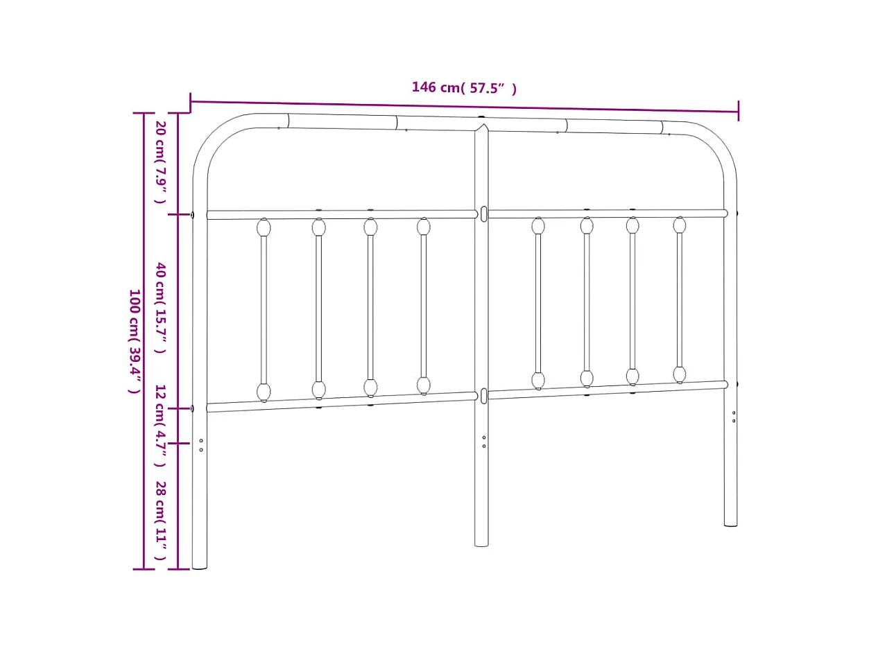 Cabecero de metal blanco 140 cm